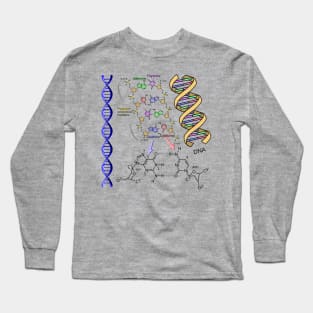 DNA Double Helix Chemical Formula Molecules Science Art Light Background Long Sleeve T-Shirt